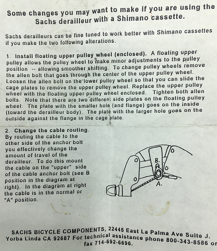Sachs floating pulley wheel