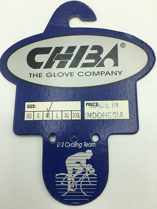 Chiba gloves hang tag