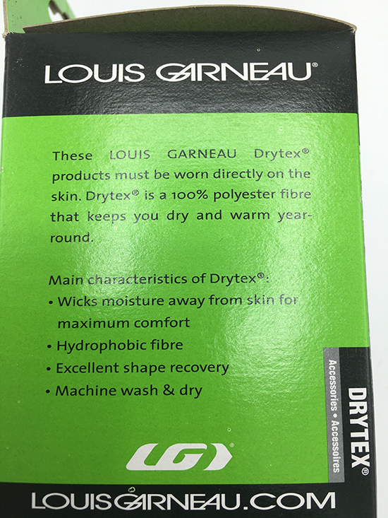 Louis Garneau Drytex hangtag