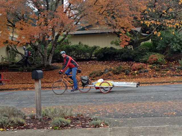 Bike with trailer and ladder