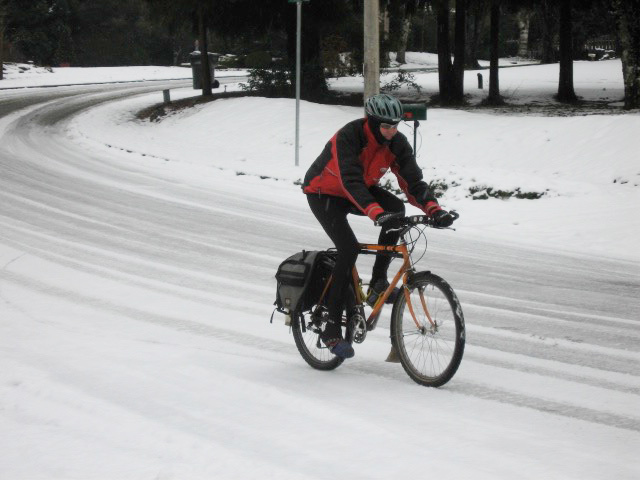 Mike on snow bike